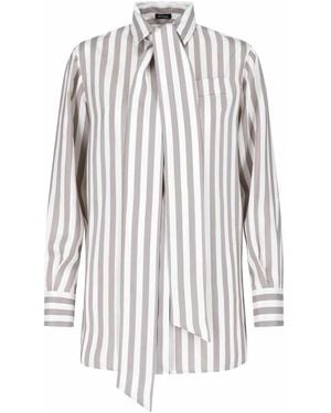 Kiton Silk Striped Classic Collar Shirt - White