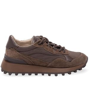 Brunello Cucinelli Suede And Cotton Trainers - Brown