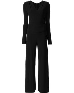 Norma Kamali Shirred Waist Long-Sleeve Jumpsuit - Black