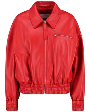 Jil Sander Leather Bomber Jacket - Red