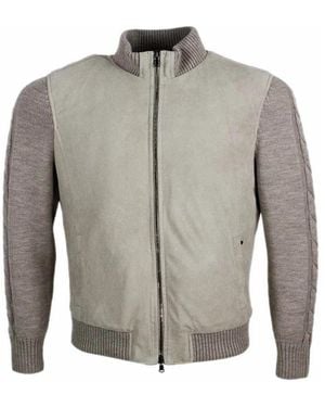 Barba Napoli Leather Jacket - Grey