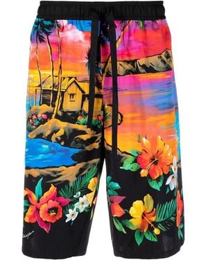Dolce & Gabbana Tropical-Print Cotton Bermuda Shorts - Orange