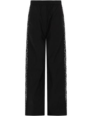 MSGM Straight Pants With Lace Details - Black