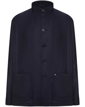 Tagliatore Wool Blouson With Mandarin Collar - Blue