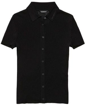 Balenciaga Short Sleeved Ribbed Viscose - Black