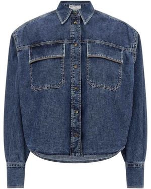 Brunello Cucinelli Shiny Pockets Shirt - Blue