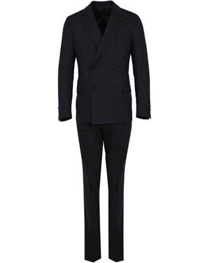 Lardini Double-Breasted Iconic Drop 7 Reg Suit - Black