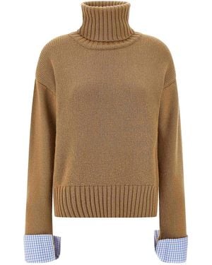 Jejia Vichy Cuffs Jumper - Natural