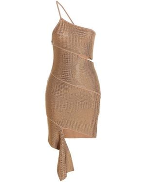 ANDREADAMO Sequin One Shoulder Dress - Natural