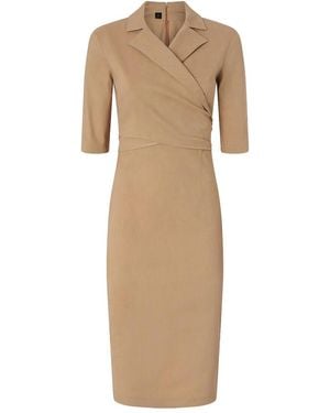 Pinko Fitted Midi Dress With Bow - Natural