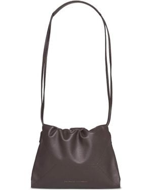 Brunello Cucinelli Gathered Leather Shoulder Bag - White