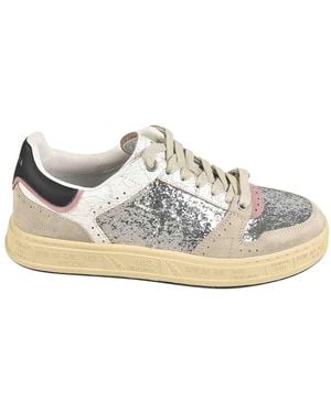 Premiata Quinnd Glittered Leather Trainers - White