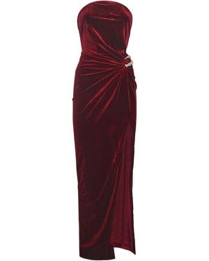 Self-Portrait Maxi Velvet Dress - Red