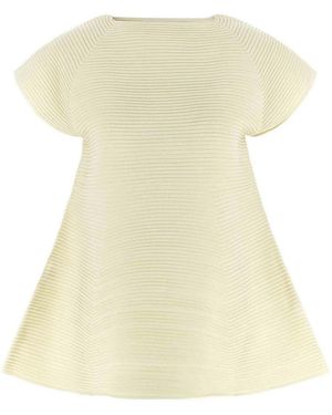 Issey Miyake Crew Neck Flared Mini Dress - Yellow