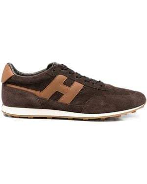 Hogan Sneakers With Contrast H Logo - Brown