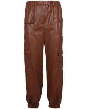 MSGM Faux Leather Cargo Trousers - Brown