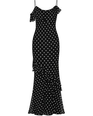 Self-Portrait Polka Dot Georgette Maxi Dress - Black