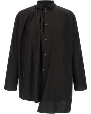 Yohji Yamamoto Collar Gather Double B Shirt - Black
