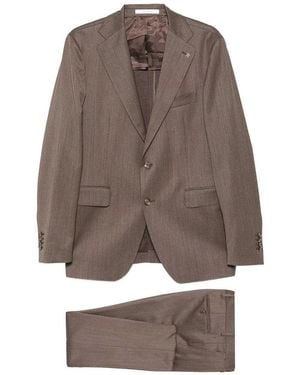 Tagliatore Single-Breasted Wool Suit - Brown