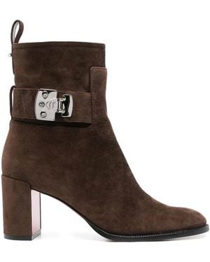 Christian Louboutin Booty Lock 70 Zipped Booties - Brown