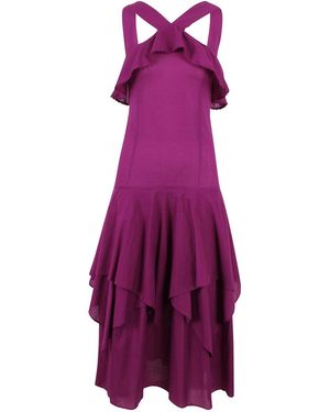 PHILIPPA 1970 Alina Dress With Asymmetrical Ruffles - Purple