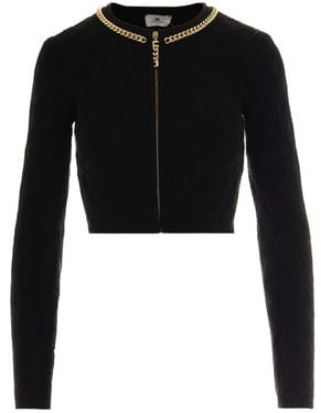Elisabetta Franchi Tricot Cropped Cardigan - Black