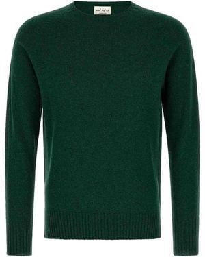Ma'ry'ya Crew-Neck Jumper With Slits - Green