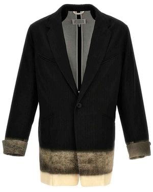 Maison Margiela Pinstriped Trompe Loeil Blazer - Black