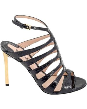 サンダル・ミュール TOM FORD Laminated leather sandals with croco print Tom Ford Laminated Leather Sandals With Croco Print in