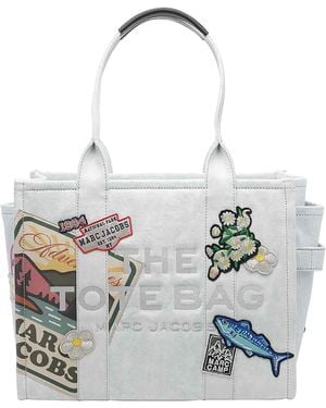 Marc Jacobs The Camp Patchwork Denim Large Tote Bag - White