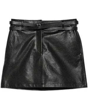 Sportmax Belted Leather Mini Skirt - Black