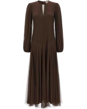 Twinset Tulle Plumetis Dress - Brown