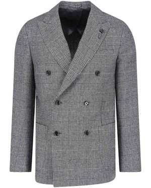Lardini Double-Breasted Wool Blazer - Gray