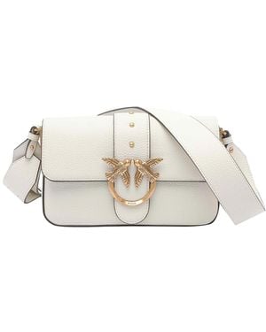 Pinko Mini Love One Slouchy Shoulder Bag - White