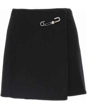 Ermanno Scervino Elegant Skirt Made From Virgin Wool Featuring Jewel Details - Black