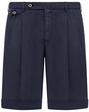PT Torino Linen Blend Bermuda Shorts - Blue