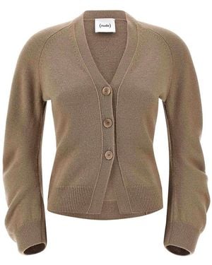 Nude Curved Sleeves Cardigan - Brown