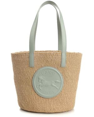 Chloé Horse Medal Basket Bag - White