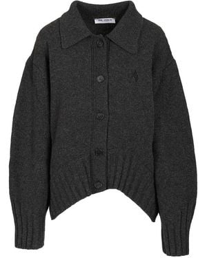 The Attico Cardigan With Embroidered Logo - Black