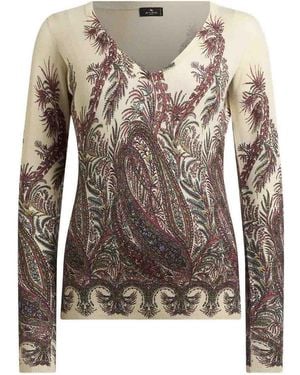 Etro Sweater With Paisley Print - Brown