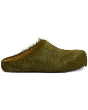 Marni Long Hair Calfskin Fussbett Sabot - Green