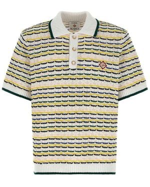 CASABLANCA Tuck Stitch Polo Shirt - White