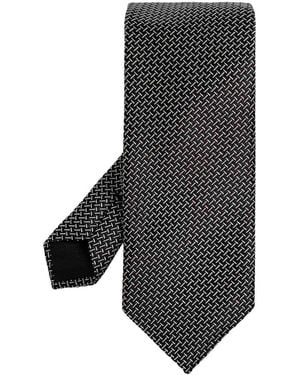 Tom Ford Cravatta Di Seta Con Motivo Geometrico - Nero