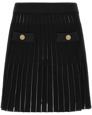 Balmain Pleated Skirt - Black