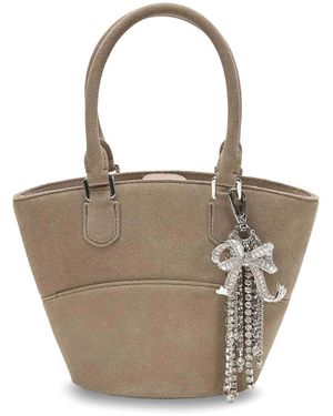 Self-Portrait Suede Shoulder Bag With Charms in White | Lyst