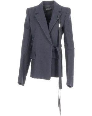 Ann Demeulemeester Venla Asymmetric Tailored Jacket Brushed Wool - Blue