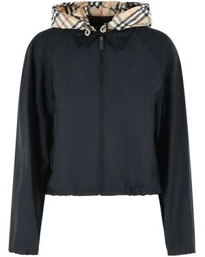 Burberry Cropped Polyamide Hooded Jacket - Black