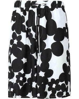 Marni Silk Bermuda Shorts With Dillies Print - Black