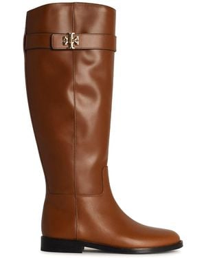 Tory Burch T Lock Leather Boots - Brown