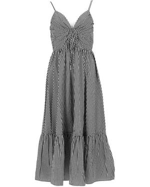 MICHAEL Michael Kors Checkered Cotton Midi Dress - Gray